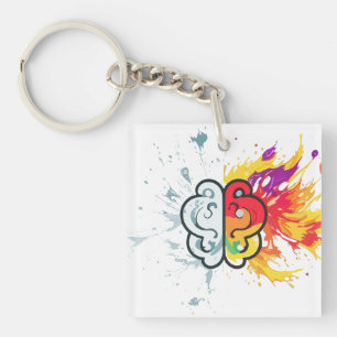 Left Brain vs Right Brain Creative Artwork Key Ring