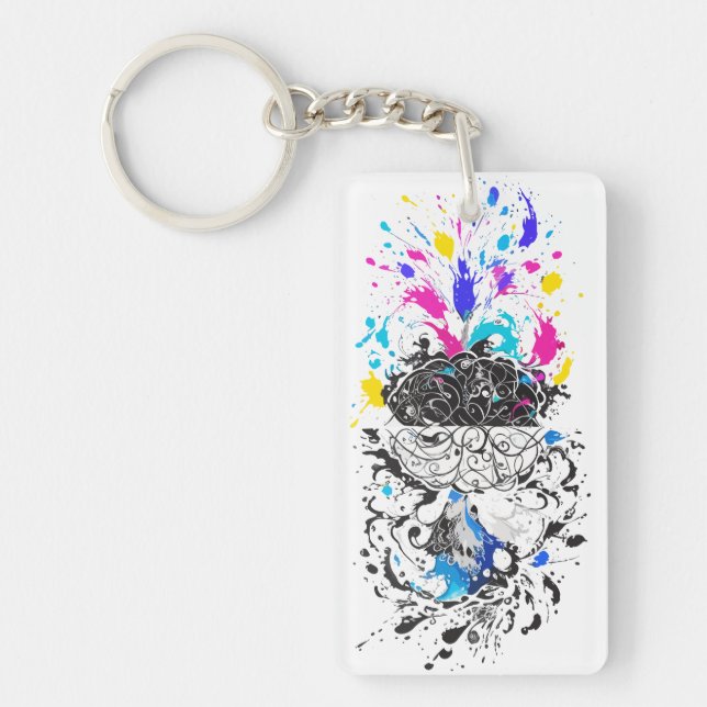 Left Brain vs Right Brain Creative Artwork Key Ring (Front)
