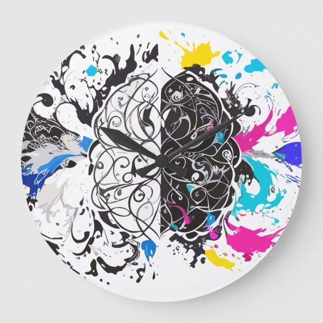 Left Brain vs Right Brain Creative Artwork Large Clock (Front)