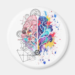 Left Brain vs Right Brain Creative Artwork Magnet