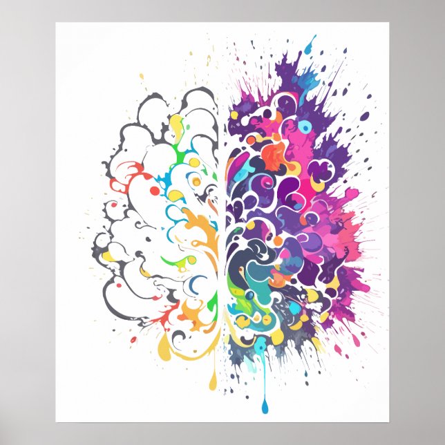 Left Brain vs Right Brain Creative Artwork Poster (Front)