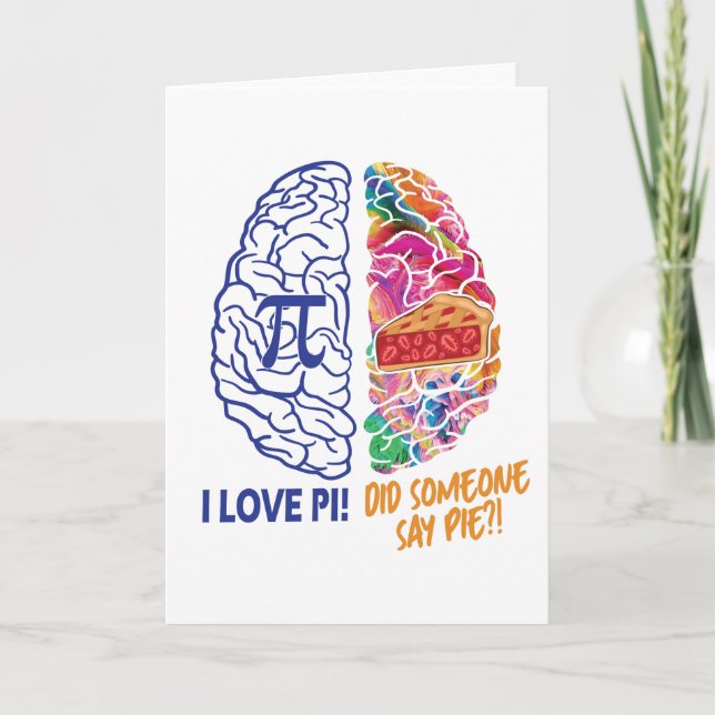 Left Brained Right Brained Funny Pi Card (Front)