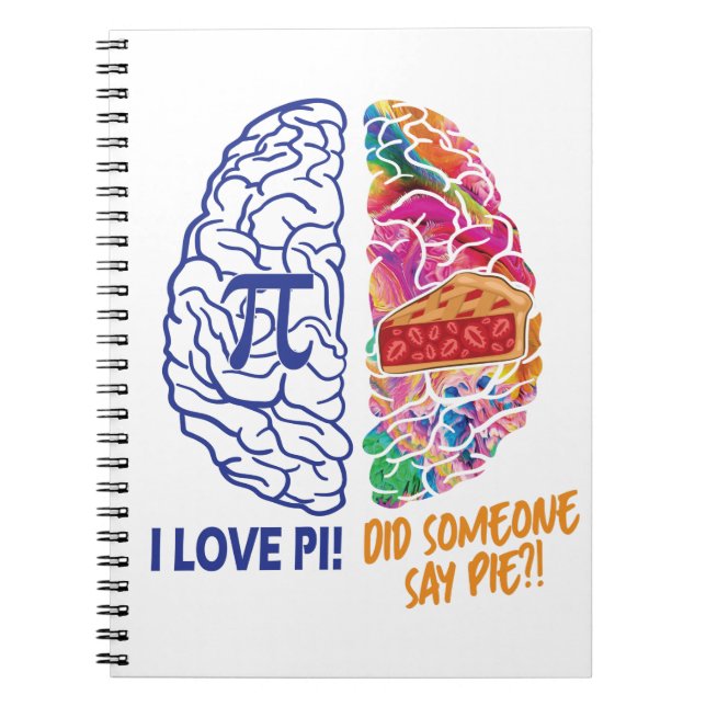 Left Brained Right Brained Funny Pi Notebook (Front)