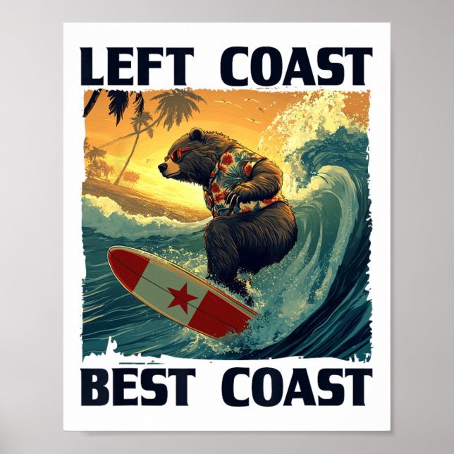 Left Coast, Best Coast Speech With Cool Surfing Be Poster (Front)