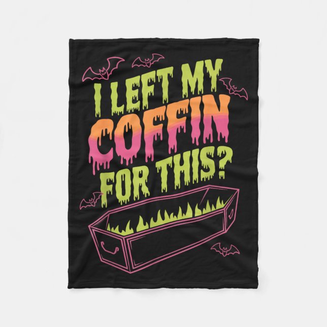 Left Coffin For This Funny Halloween Vampire Fleece Blanket (Front)