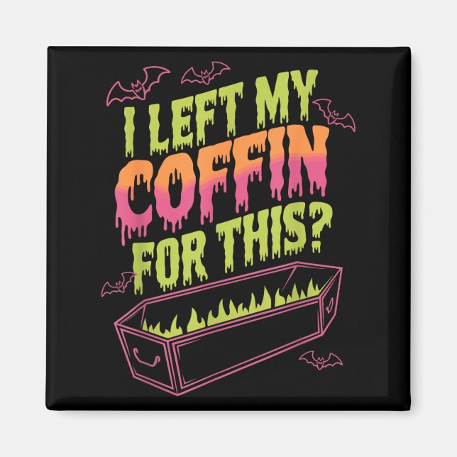 Left Coffin For This Funny Halloween Vampire Magnet (Front)