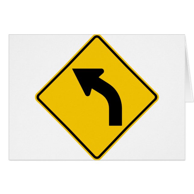 Left Curve Ahead Highway Sign (Front Horizontal)