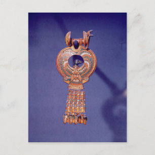 Left earring from a pair earrings with a postcard