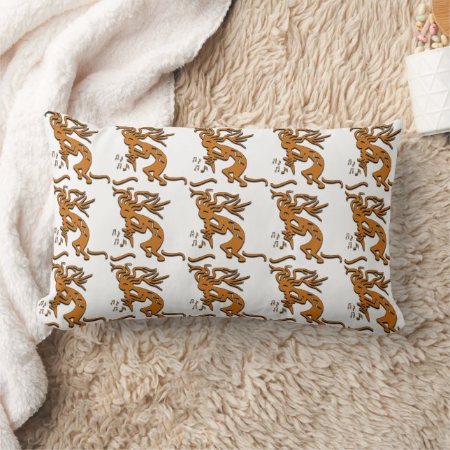 Left Facing Kokopelli Musician Lumbar Cushion (Blanket)