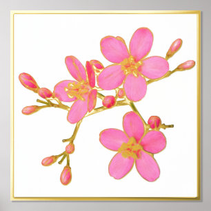 Left Foil Accent Pink Spring Blossoms Print Poster