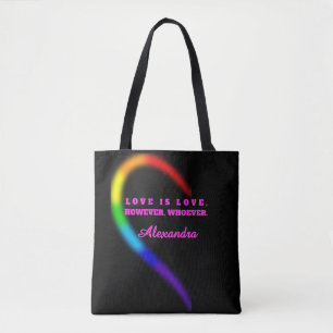 Left Half Matching Couple Pride Heart Custom Name Tote Bag