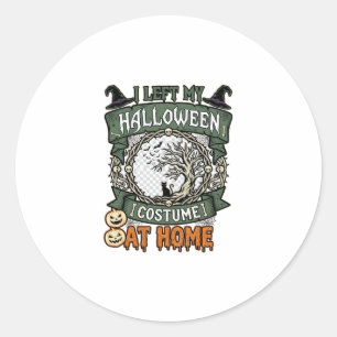 Left Halloween Costume Home Tree Cat Pumpkins_1 Classic Round Sticker