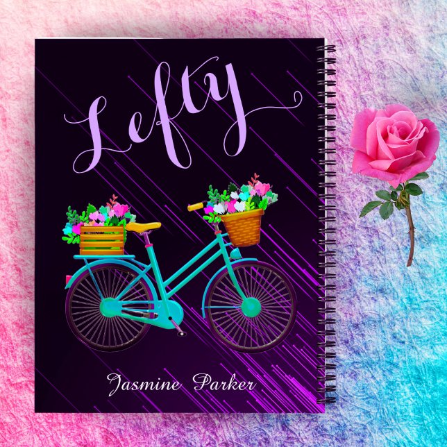 Left-Handed Floral Bike Purple Custom School Girls Notebook (Creator Uploaded)