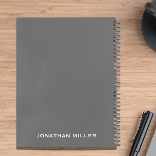 Left-Handed Grey Personalised Name Notebook