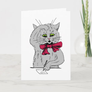 Left Handed Math Cat Folded Greeting Card