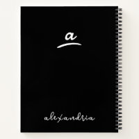 Left-Handed Modern Monogram Black Spiral Notebook