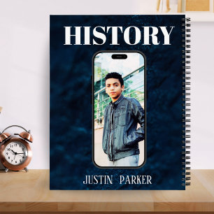 Left-Handed Navy Abstract Name Photo Subject Boys Notebook