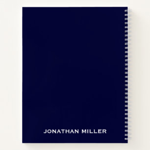 Left-Handed Navy Blue and White Personalized Name Notebook