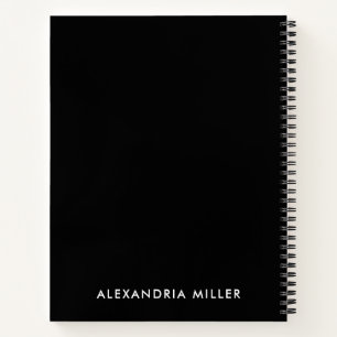 Left-Handed Personalised Black Monogram Spiral Notebook