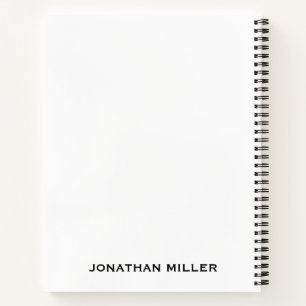 Left-Handed Personalized White with Black Font Notebook