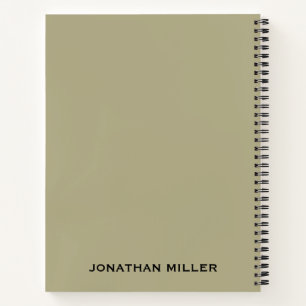 Left-Handed Sage Green and Black Personalised Name Notebook