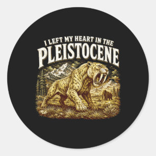 Left Heart In The Pleistocene Smilodon Sabertooth Classic Round Sticker