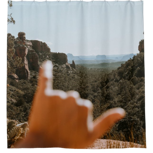 Left human hand shower curtain (Front)