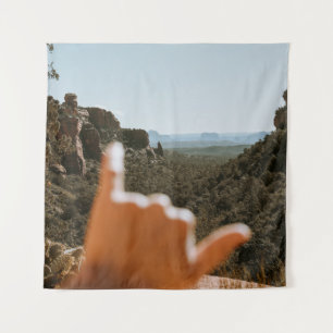 Left human hand tapestry