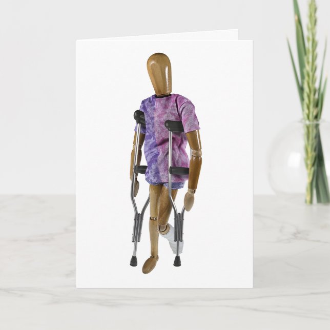 Left Leg in Cast with Crutches Card (Front)