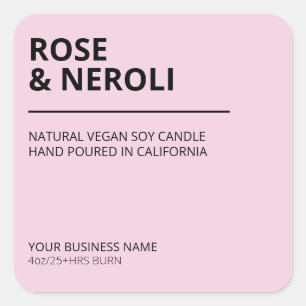 Left Margin Text Pink Soy Wax Candle Labels