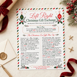 Left Right Christmas Gift Exchange Family Game