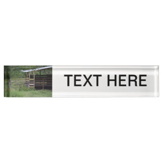 left side of wooden horse barn stall nameplate