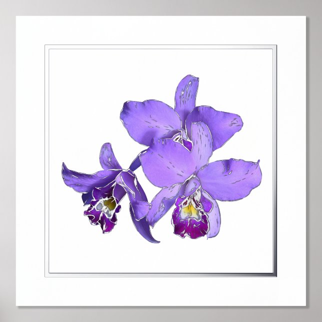 Left Silver Purple Orchid Group Print Poster (Front)