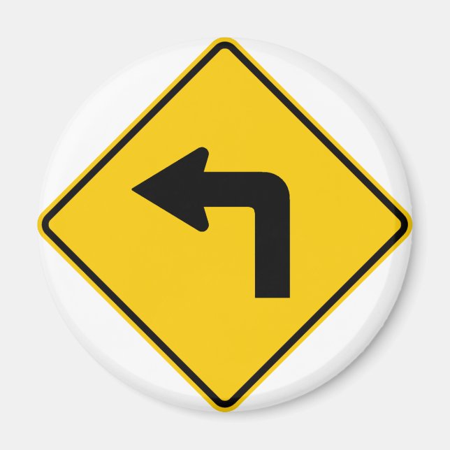 Left Turn Ahead Highway Sign Magnet (Front)