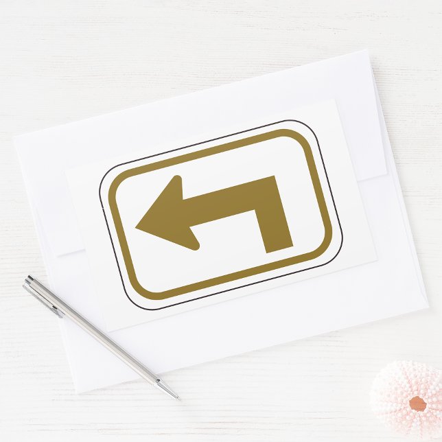 Left Turn Arrow Directional Road Sign Rectangular Sticker (Creator Uploaded)