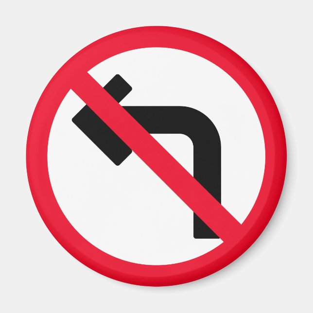 Left Turn Prohibited | Red Circle Sign | Magnet (Front)