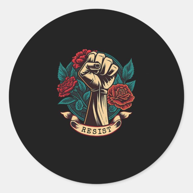 Leftist Democratic Socialist Rose Symbol Liberal A Classic Round Sticker (Front)