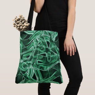 Leftover green acrylic strip, crossed overlapped tote bag