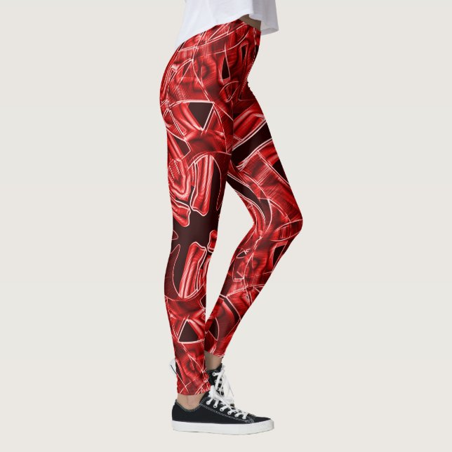 Leftover red acrylic tape crossed and overlapped leggings (Right)
