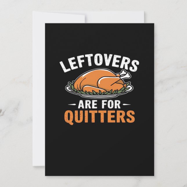 Leftovers Are For Quitters Classic Retro Graphic Holiday Card (Front)