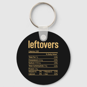 Leftovers Nutrition Facts Fun Thanksgiving Christm Key Ring