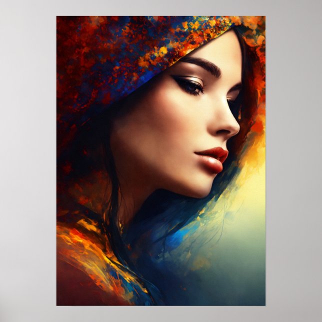 "Leftward Allure: A Lady's Charming Pose Captured  Poster (Front)