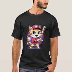 Lefty Softball Baseball Cat Player Apparel for Gir T-Shirt