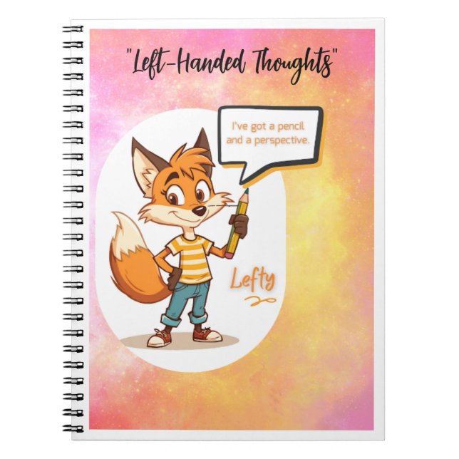 📓🦊 Lefty™ Spiral Notebook - Left-Handed Thoughts (Front)