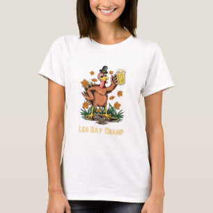 Leg Day Champ Gobble Thanksgiving Funny Turkey Fal T-Shirt