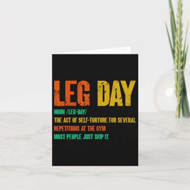 Leg Day Definition Gym Pump Oversized Gym Workout  Card (Front)