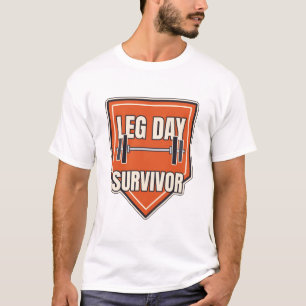 Leg Day Survivor Funny Gym Badge T-Shirt