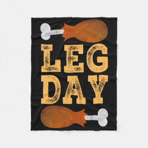 Leg Day Thanksgiving Costume Gym Pilgrim Happy Tur Fleece Blanket