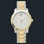 Legacy Gold Clover Custom Mens Anniversary Gift Watch<br><div class="desc">Celebrate your shared milestones with the Legacy mens watch from the Gilded Clover series. This gallery-grade 40mm timepiece features a high-precision Roman numeral dial set against a minimalist Oatmeal face. Anchored by the signature gold-leaf 3 1 clover status marker, it is fully personalizable with his name and a custom message....</div>