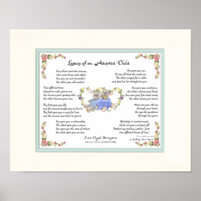 Legacy of an Adopted Child Hand Calligraphy Pink Poster (Front)